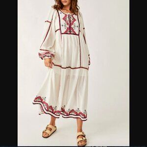 Free People Women Cream Sweet Escape Long Sleeve Maxi Dress Size XL NWOT 198$